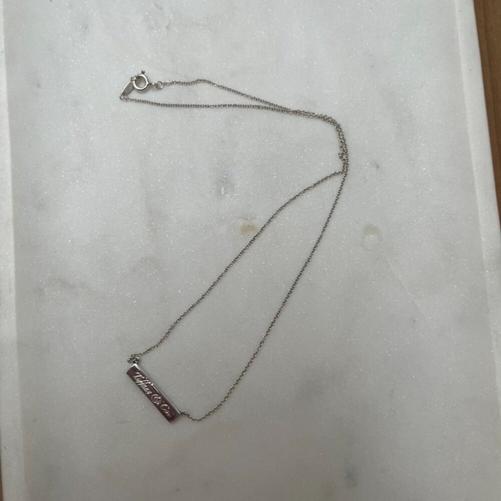 Tiffany & Co Silver Notes Bar Pendant Necklace 16" - Picture 3 of 4